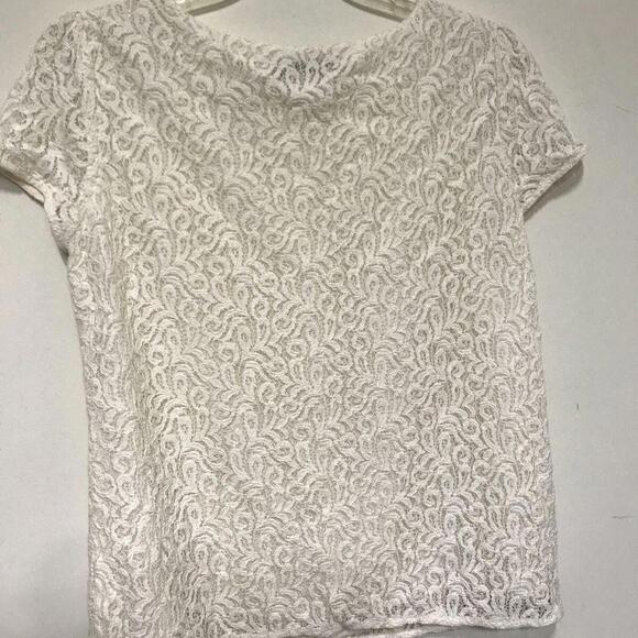 Loft Women’s Blouse Size M Beige Short Sleeve - Picture 5 of 9